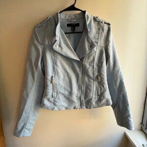 Blue Faux Suede Fall Jacket Forever 21 Women's Small
